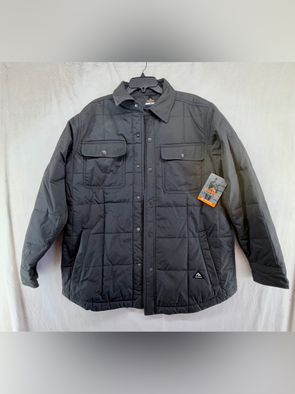 Men's Quilted Work Jacket Sz Med Black Asphalt NWT Cotton Snap Ridgecut Jacket